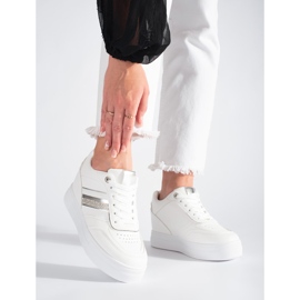 Sneakers bianche con zeppa nascosta bianco 2