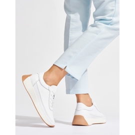 Sergio Leone Scarpe sportive da donna bianche in pelle traforata bianca 1