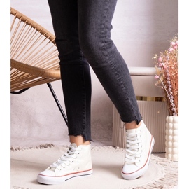 Sneakers alte bianche realizzate in rete lucida di Ranifali bianco 1