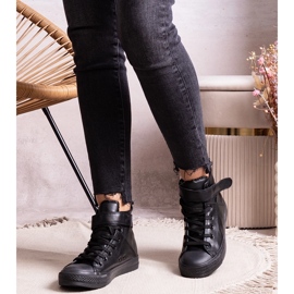 Sneakers alte nere realizzate in ecopelle Bonbonita nero 1