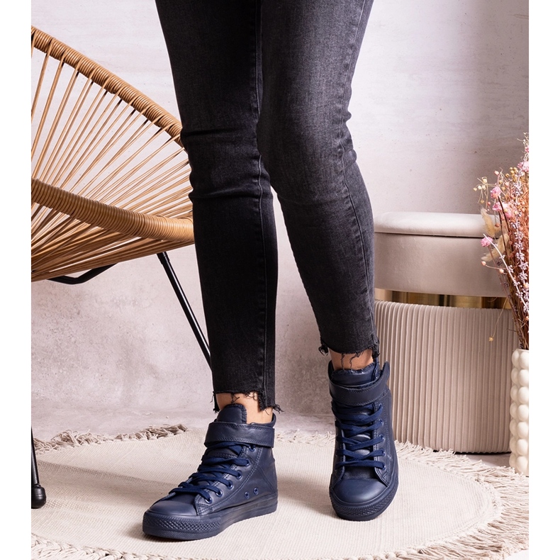 Sneakers alte blu navy realizzate in ecopelle Bonbonita 1
