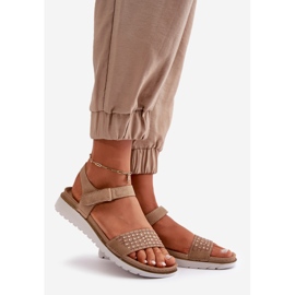 Sandali Da Donna Decorati Con Velcro Leggeri e Comodi, Beige Scuro Inblu CN000039 1