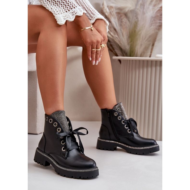 Stivaletti Caldi Da Donna In Eco Pelle Decorati Neri Rilatha nero 2