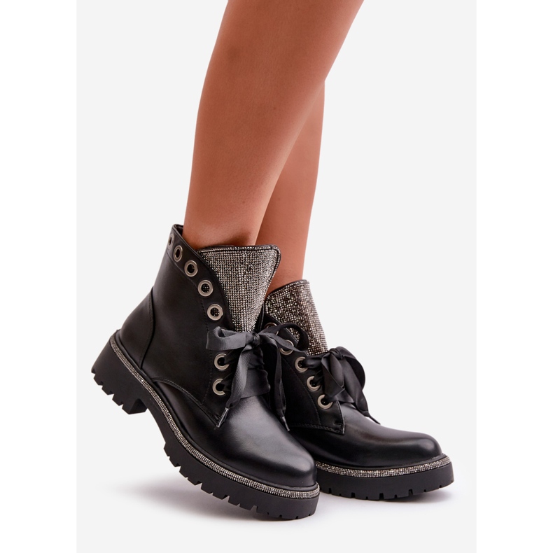 Stivaletti Caldi Da Donna In Eco Pelle Decorati Neri Rilatha nero 1