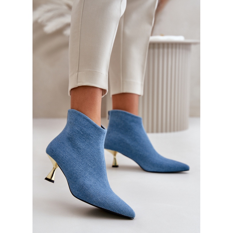 Stivaletti In Denim Da Donna Con Tacco Alto, Terlena Blu 2