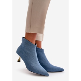 Stivaletti In Denim Da Donna Con Tacco Alto, Terlena Blu 1