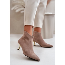 Stivali Tacco Alto da Donna Eco Camoscio Terlena Beige Scuro 2