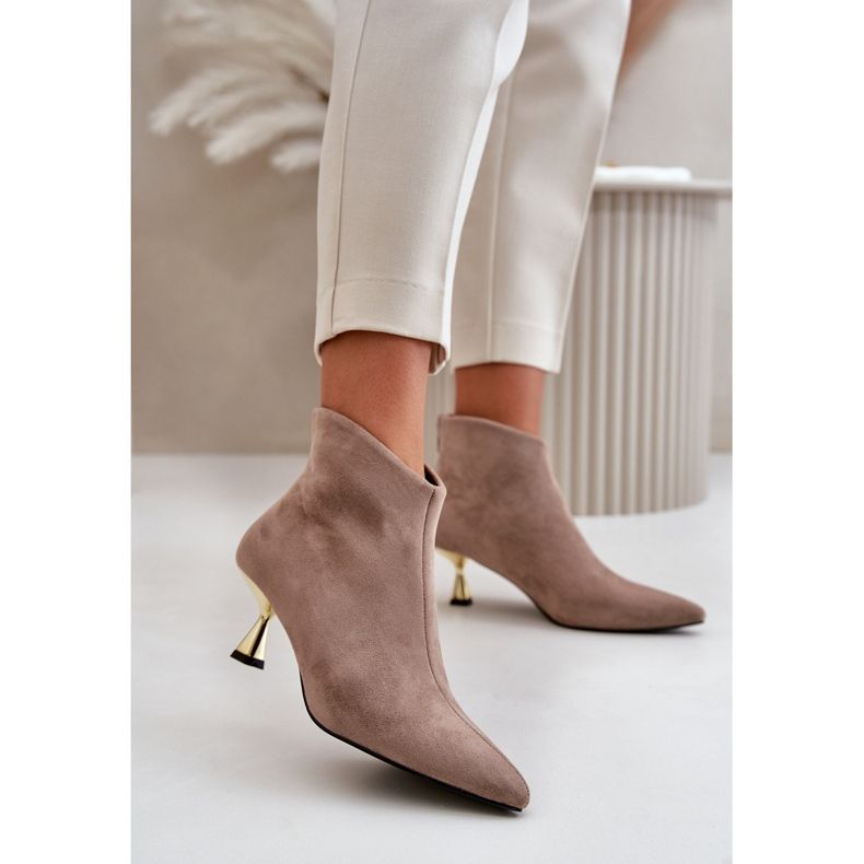 Stivali Tacco Alto da Donna Eco Camoscio Terlena Beige Scuro 2