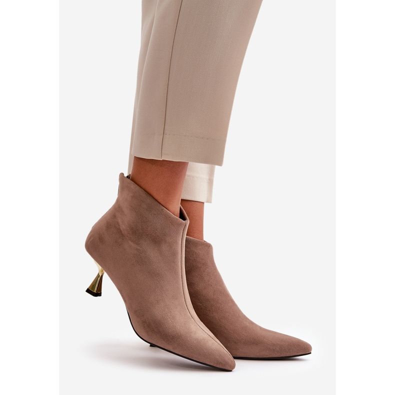 Stivali Tacco Alto da Donna Eco Camoscio Terlena Beige Scuro 1