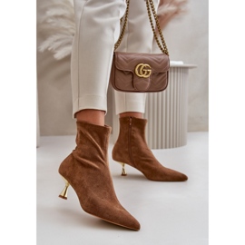 Stivali con tacco alto da donna in eco pelle scamosciata con punta a punta Irithare color cammello marrone 2