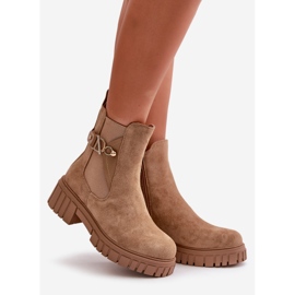 Caldi Stivaletti Da Donna In Eco Camoscio Beige Con Dettaglio Oro Bervena 1