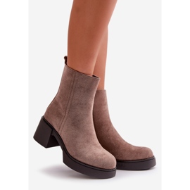 Stivaletti da donna in eco pelle scamosciata, isolanti, beige scuro, Meriluna 1