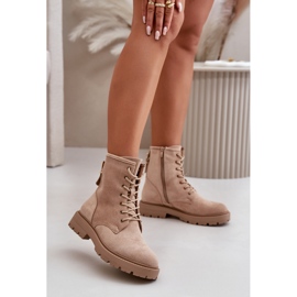 Stivali Worker da Donna, Caldi, con Cerniera, Eco Camoscio, Beige Mardia 2