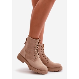 Stivali Worker da Donna, Caldi, con Cerniera, Eco Camoscio, Beige Mardia 1