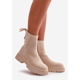 Stivaletti con tacco piatto in pelle scamosciata Lakyta beige 1