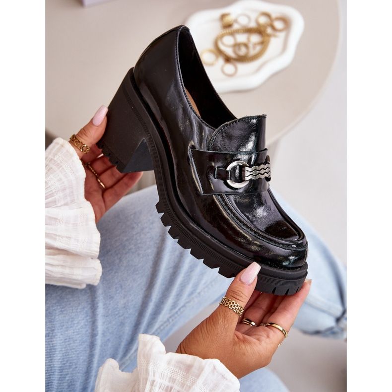 Zazoo 20175 Scarpe da donna in vernice con tacco alto, pelle naturale, nero 2