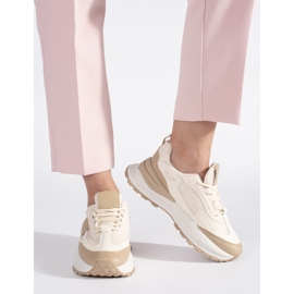 Scarpe sportive da donna beige e bianche 2