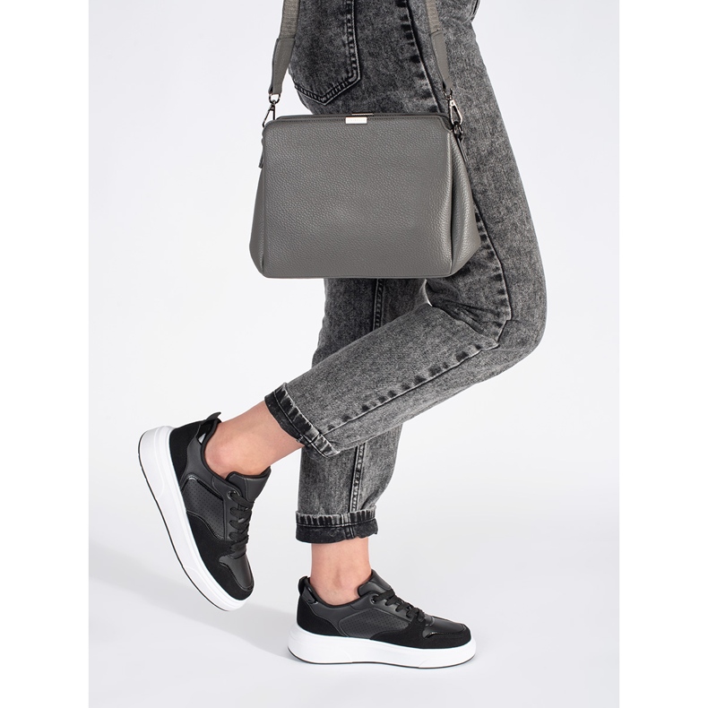 Sneakers nere da donna con suola spessa nero 1