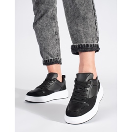Sneakers nere da donna con suola spessa nero 2