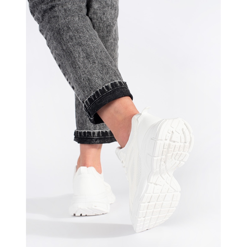 Sneakers bianche con suola spessa bianco 2