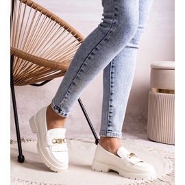Bez marki Scarpe bianche con fibbia dorata di Anielania bianco 1