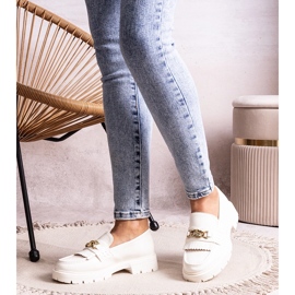 Bez marki Scarpe bianche con fibbia dorata di Anielania bianco 2