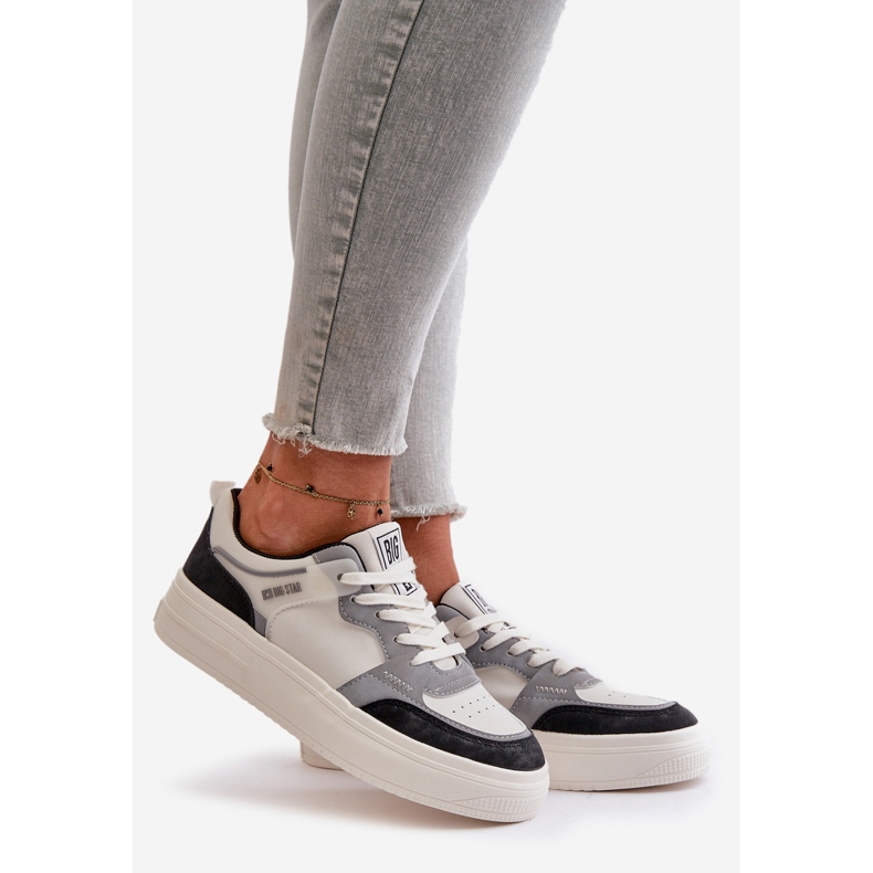 Sneakers Basse da Donna in Ecopelle Big Star OO274028 Bianco e Grigio bianca 1