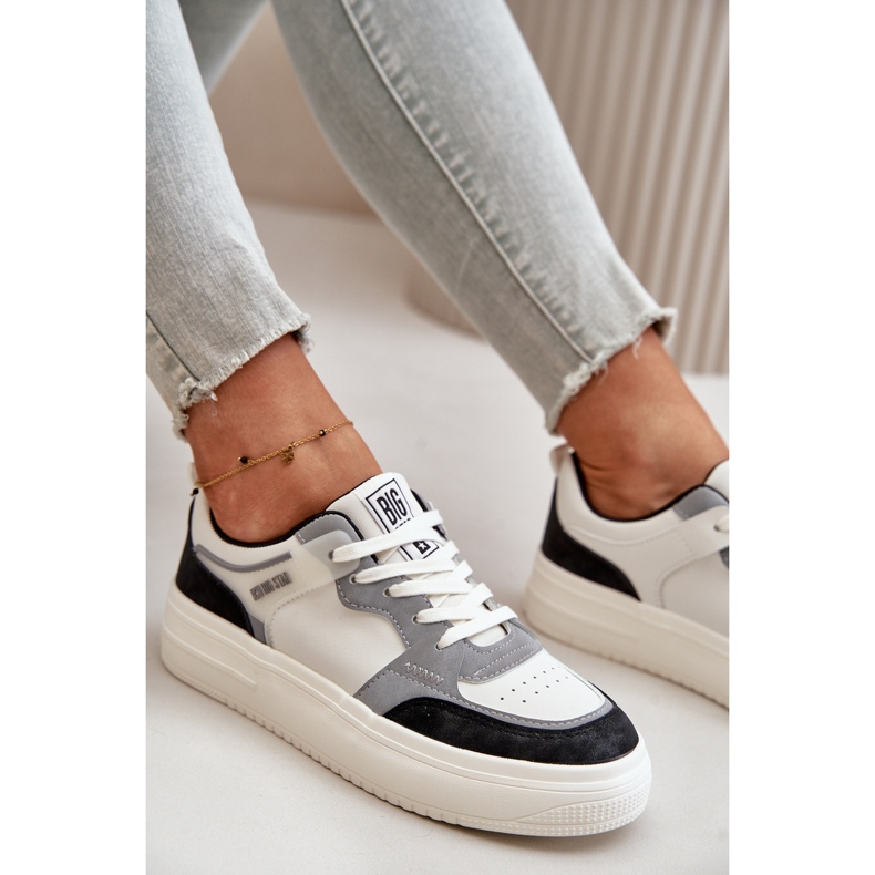 Sneakers Basse da Donna in Ecopelle Big Star OO274028 Bianco e Grigio 2