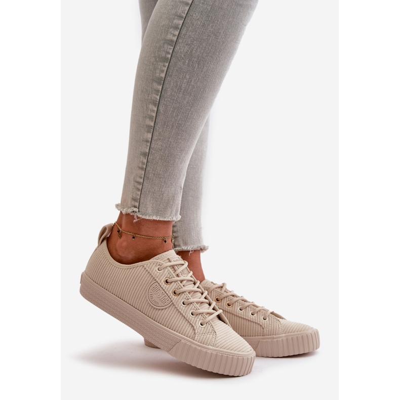 Scarpe da ginnastica isolanti in velluto a coste da donna Big Star OO274812 Sistema Hi-Poly Beige 1