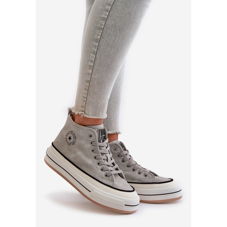 Sneakers da donna isolate sulla piattaforma in ecopelle Big Star OO274070 Bianco grigio 1