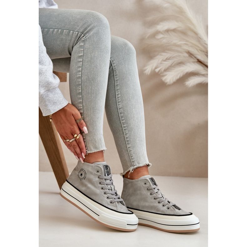 Sneakers da donna isolate sulla piattaforma in ecopelle Big Star OO274070 Bianco grigio 2