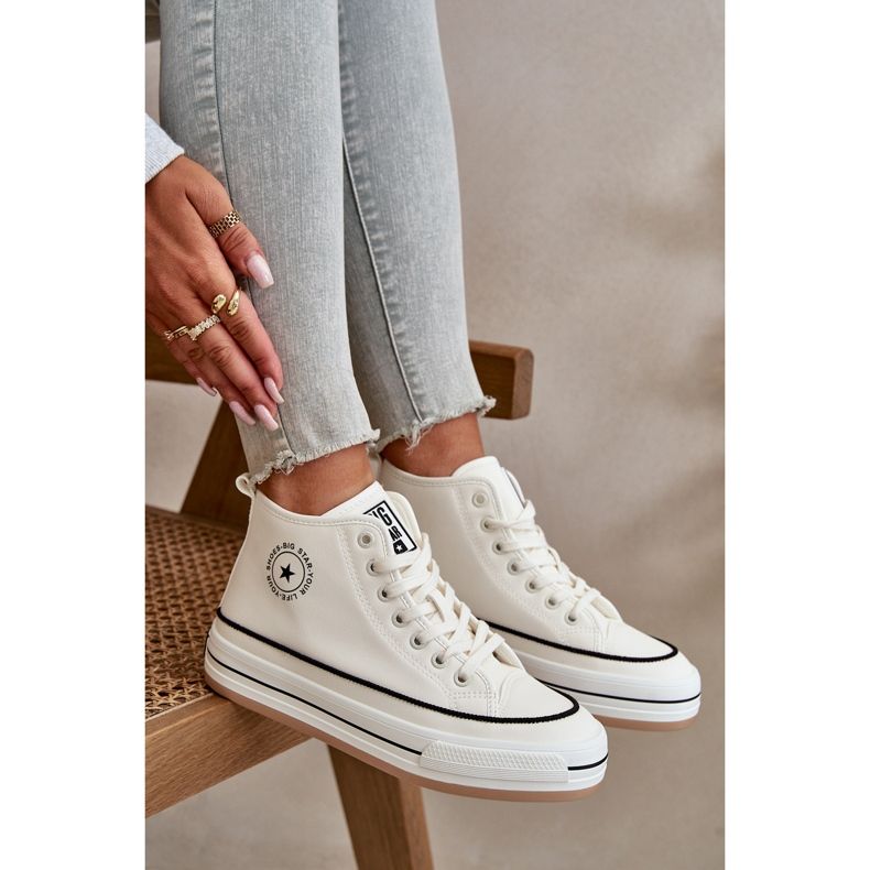 Sneakers da donna isolate sulla piattaforma in ecopelle Big Star OO274061 Bianco bianca 2