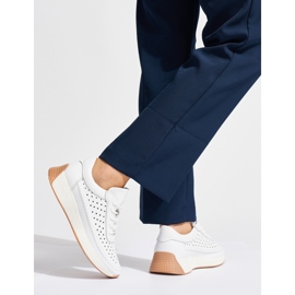Scarpe sportive bianche in pelle traforata di Sergio Leone bianco 2