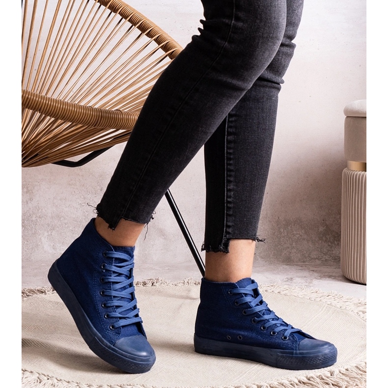 Sneaker alte in denim Raffie blu 1