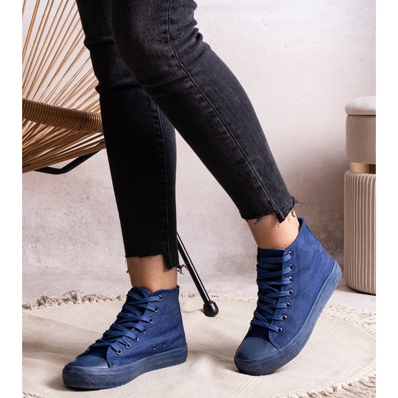 Sneaker alte in denim Raffie blu 2