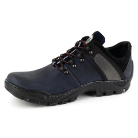 Olivier Scarpe da trekking da uomo in pelle 311GT, blu navy 1
