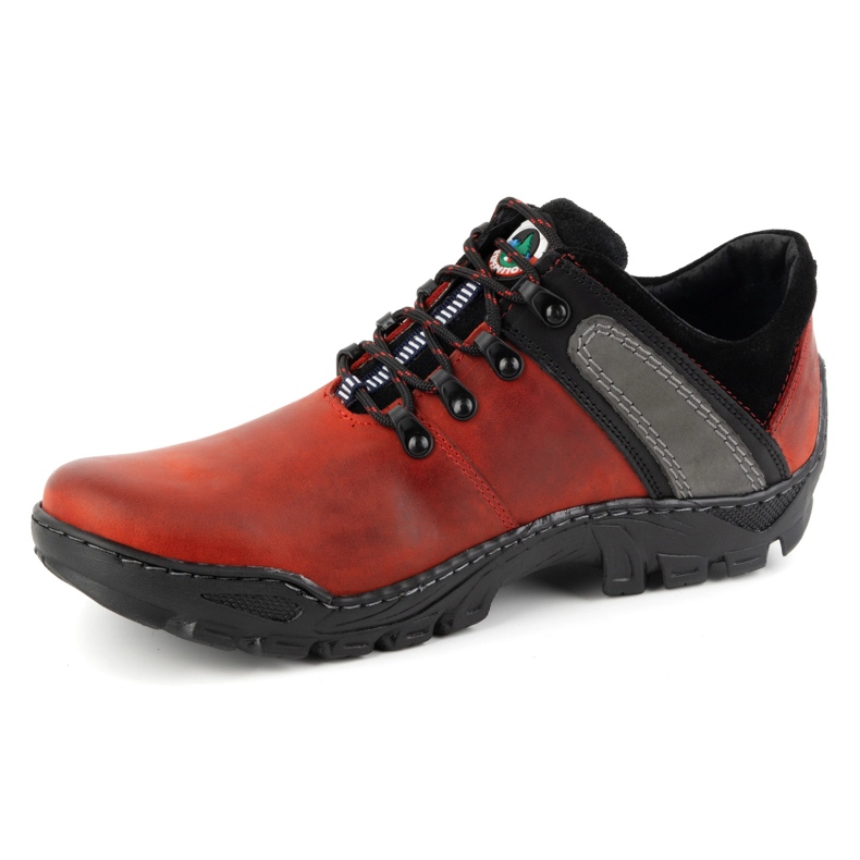 Olivier Scarpe da trekking da uomo in pelle 311GT rosse rosso 1