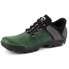 Olivier Scarpe da trekking da uomo in pelle 311GT, verdi verde 1
