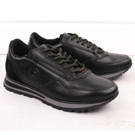 Scarpe comode da uomo in pelle nera Bugatti OO153301 nero 1
