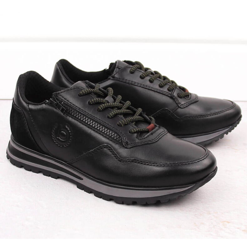 Scarpe comode da uomo in pelle nera Bugatti OO153301 nero 1