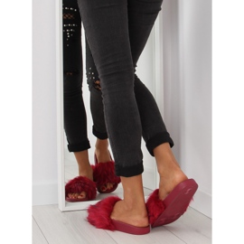 Ciabatte bordeaux con pelliccia zy383-007-1 vino rosso 1