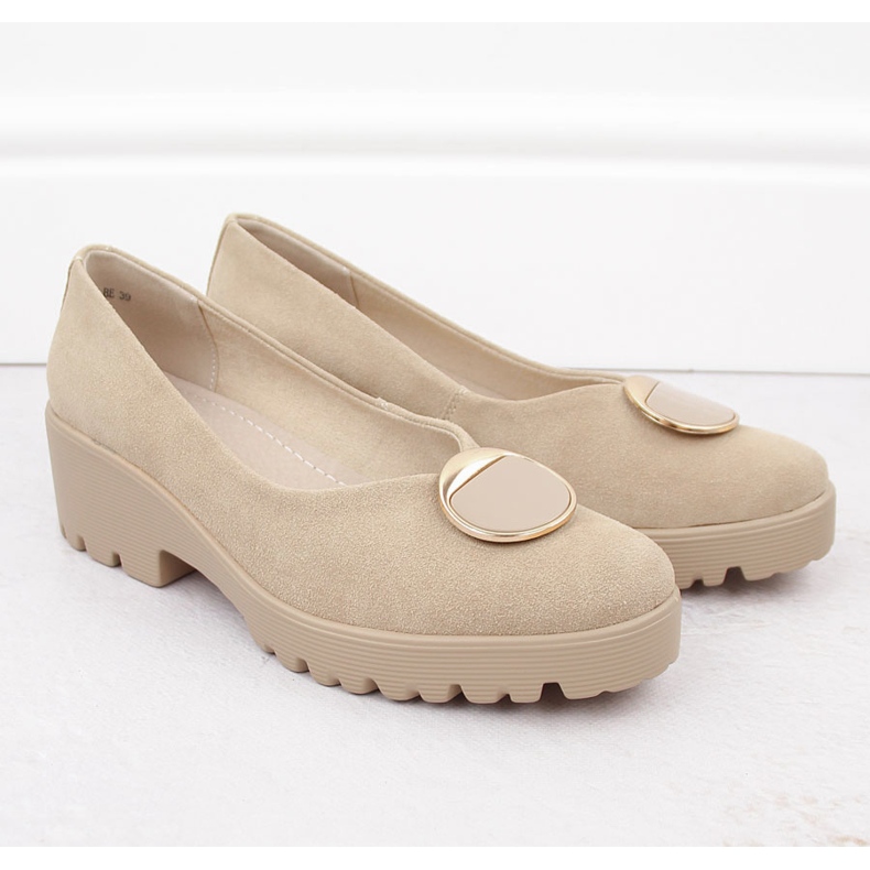 Scarpe slip-on da donna in pelle scamosciata beige Filippo DP4569 2