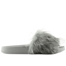 Ciabatte grigie con pelliccia zy383-007-1 grigio 1