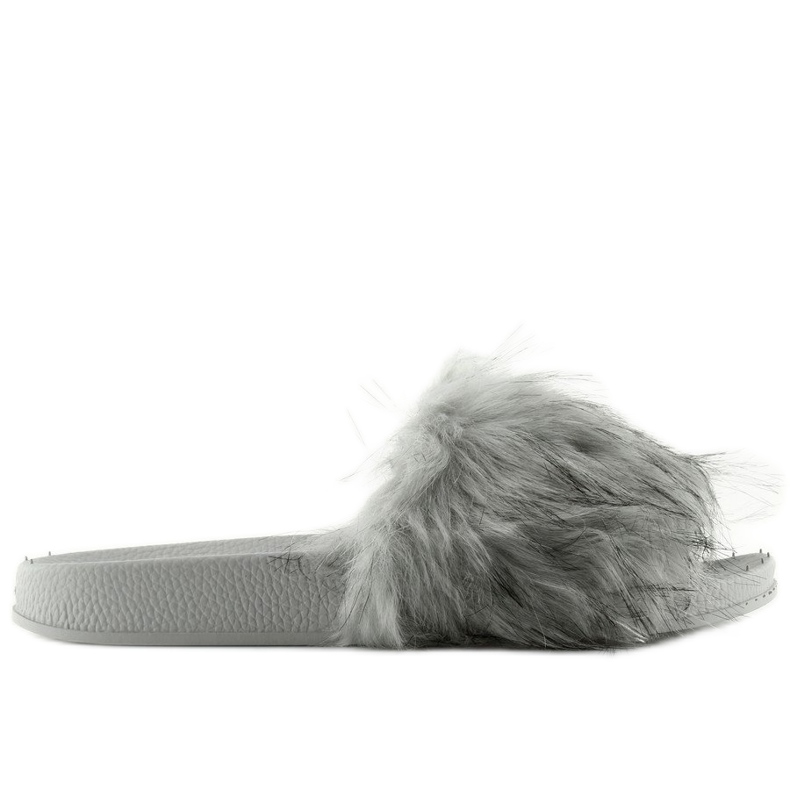 Ciabatte grigie con pelliccia zy383-007-1 grigio 1