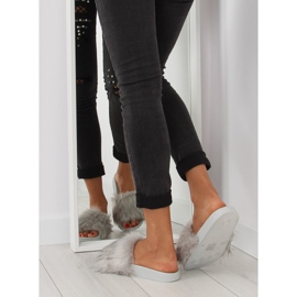 Ciabatte grigie con pelliccia zy383-007-1 grigio 2