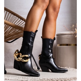 Stivali da cowboy neri con catene di Nash nero 1