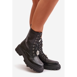 Stivali Worker Da Donna In Eco Pelle Con Spille, Kristine Nere nero 1