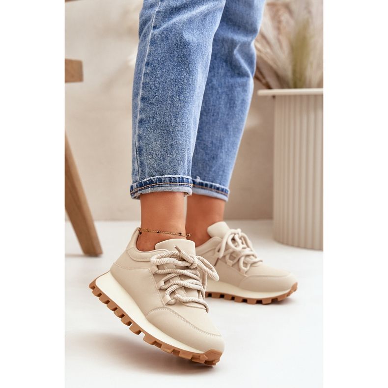 Scarpe sportive Sneakers su plateau in ecopelle, Beige Riadella 2