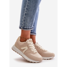 Sneakers da Donna, Scarpe Sportive, Foderate in Montone, Ciamara Beige 1
