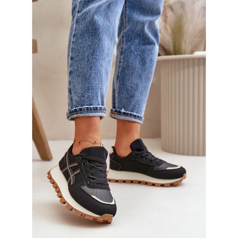 Sneakers da Donna, Scarpe Sportive Stringate, Platform Mialunae Nera nero 2
